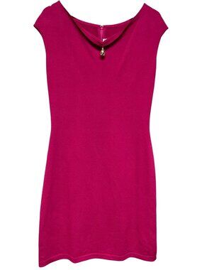 St John Collection Santana Magenta Pink Knit Sleeveless Sheath Dress Classic